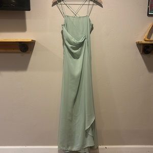 spaghetti wrap laced back long dress